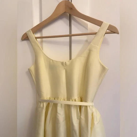 NEW Self-Portrait Light Yellow Taffeta Midi Belted Dress | size UK 6 / US 2 - Picture 11 of 12